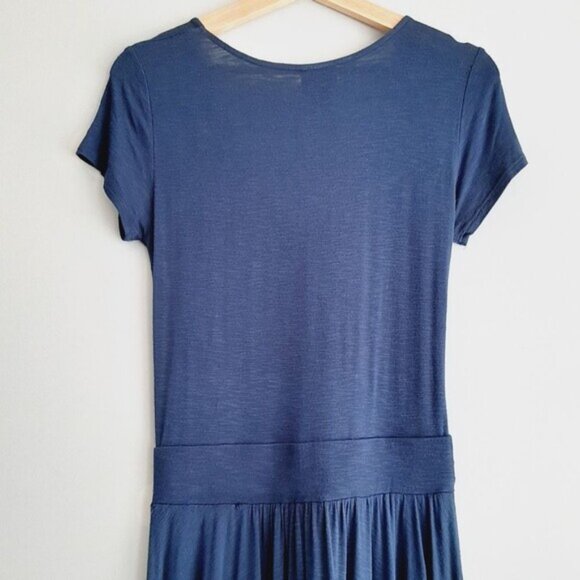 DOLAN | Anthropologie Twist Front Soft T-Shirt Dress Knee Length Blue M Flawed - Picture 9 of 16